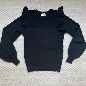&merci Black Ruffle Sweater MD